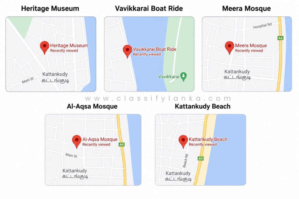 Navigate Kattankudy tourist places using Google Maps