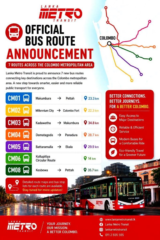 Lanka metro transit official bus route